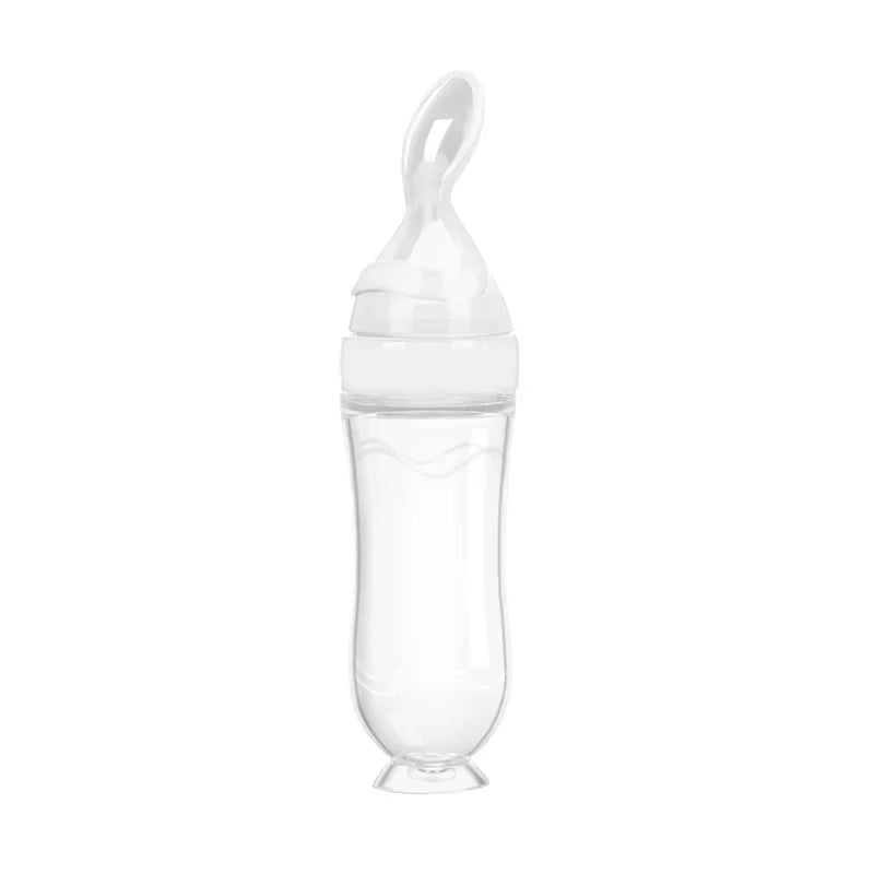 Baby Food Feeder, Silicone Baby Food Dispensing Spoon, 3 Oz Squeeze Feeding Spoons with Suction Cup for Boys Girl Kids Toddlers
