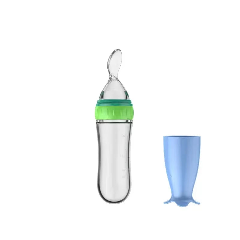 Baby Food Feeder, Silicone Baby Food Dispensing Spoon, 3 Oz Squeeze Feeding Spoons with Suction Cup for Boys Girl Kids Toddlers