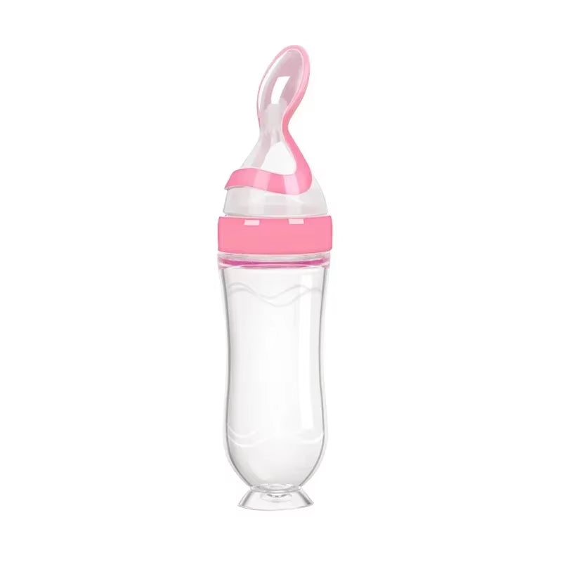 Baby Food Feeder, Silicone Baby Food Dispensing Spoon, 3 Oz Squeeze Feeding Spoons with Suction Cup for Boys Girl Kids Toddlers