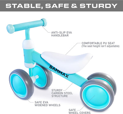 Official Tykebike® Toddler Ride on Toy | Baby & Toddler Balance Bike | Easy Glide Wheels & Safer Toddler Bicycle Steering | Indoor/Outdoor Alternative to Baby Walkers for Boys & Girls | Teal